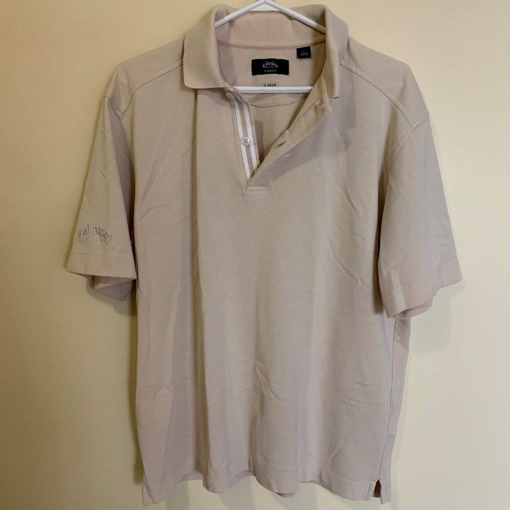 Men's Callaway Golf X-Series Shirt - Short Sleeve - Beige - Size Large L